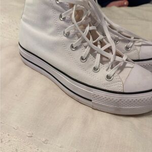 Women's White High-Top Canvas Sneakers